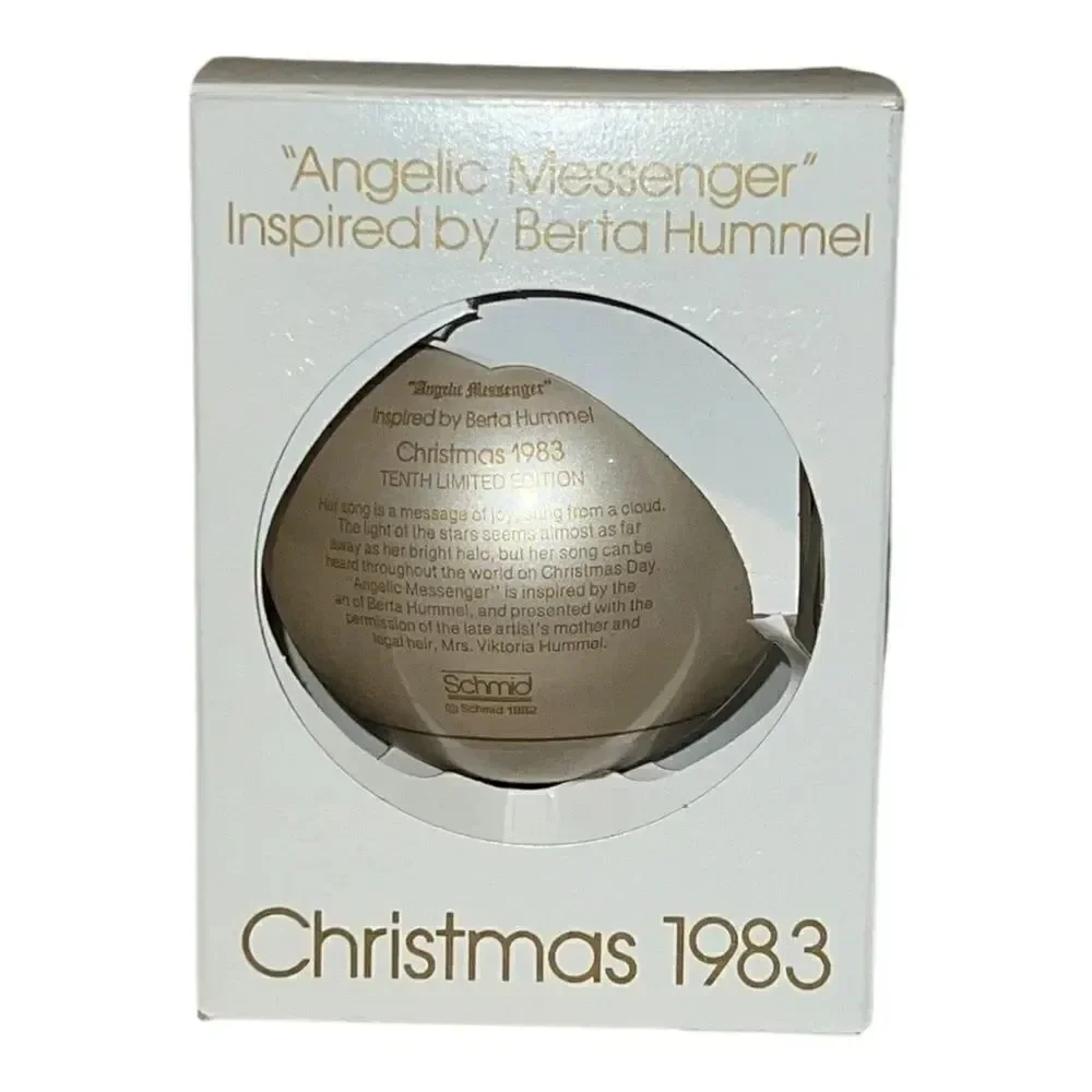 Schmid Berta Hummel Angelic Messenger 1983 Christmas Glass Ornament W Box